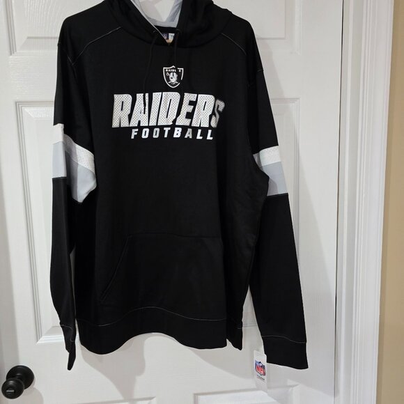 Oakland Raiders Mens NFL Team Apparel Pullover Hoodie Polyester Black Sz 2XL NWT - Picture 1 of 9